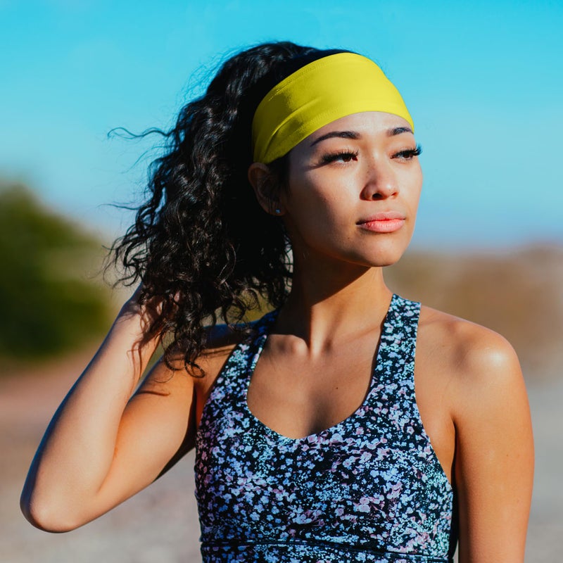 Suddora Solid Color Wide Headband/Sweatband - Workout, Football, Soccer, Yoga (Yellow) - Image 5
